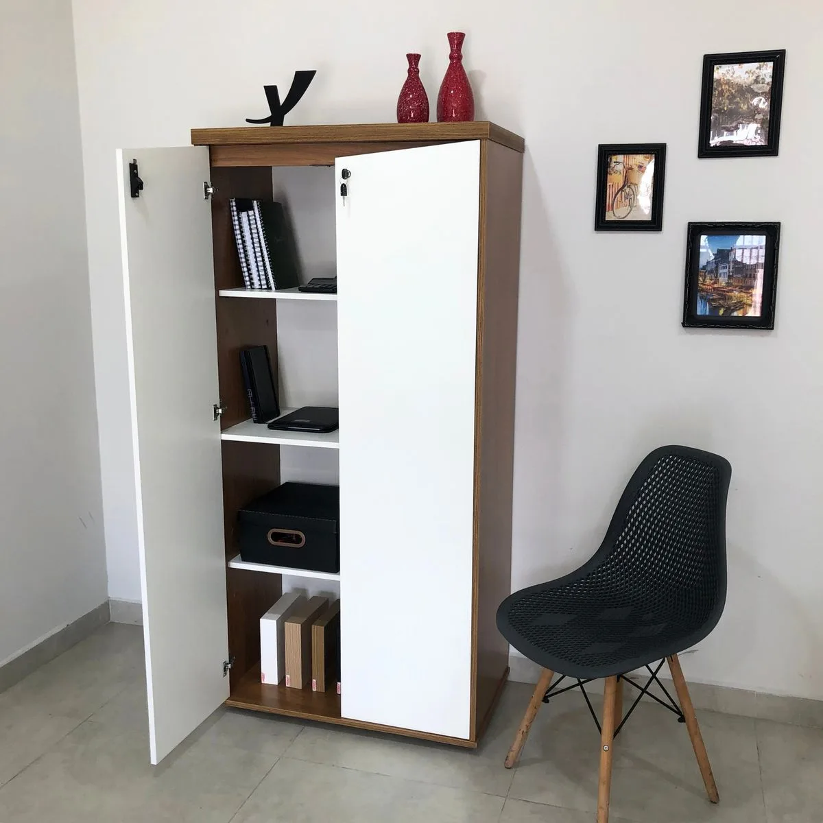 Armário 2 Portas - Y37 - Freijó/Branco