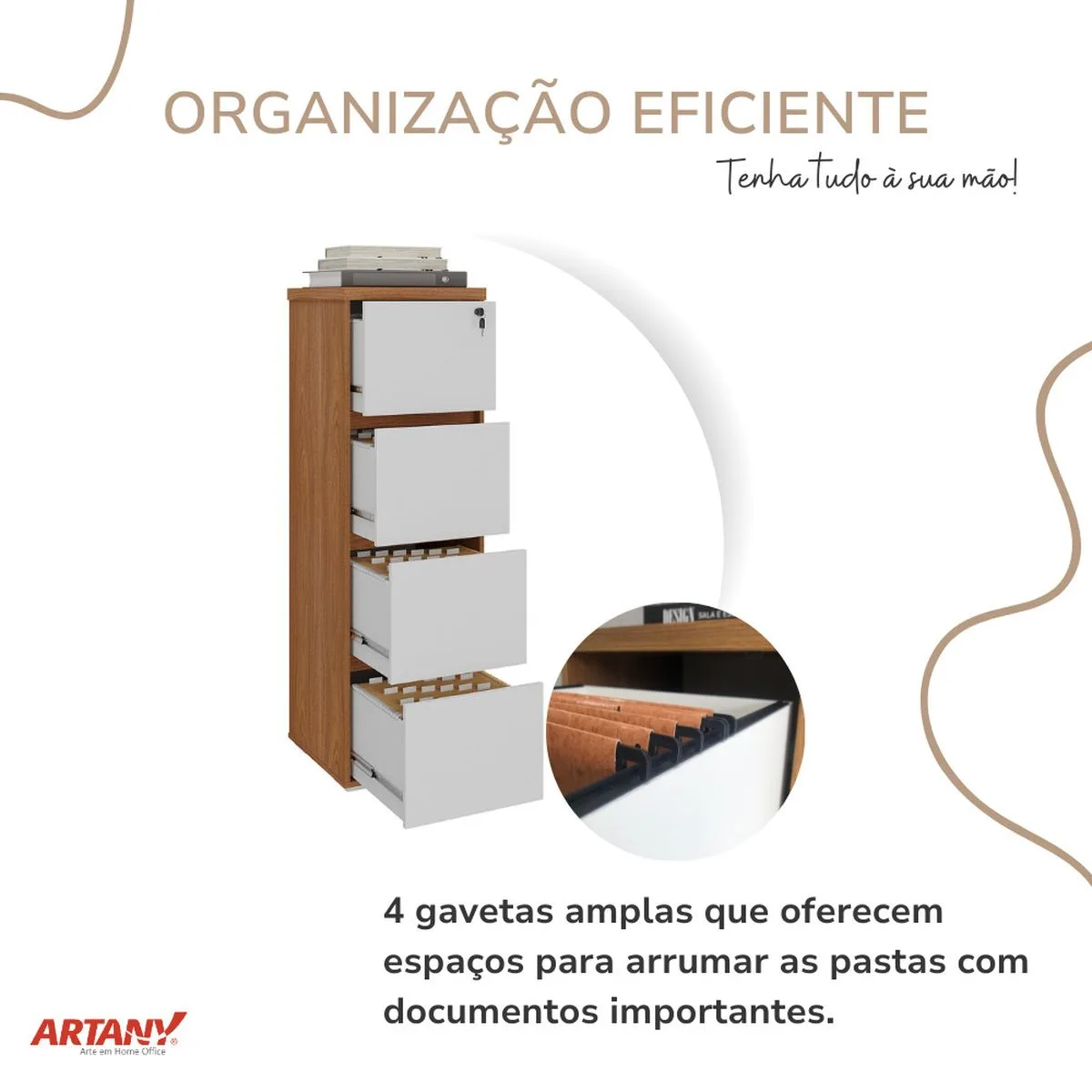 Arquivo 4 Gavetas II - Y37 - Freijó/Branco