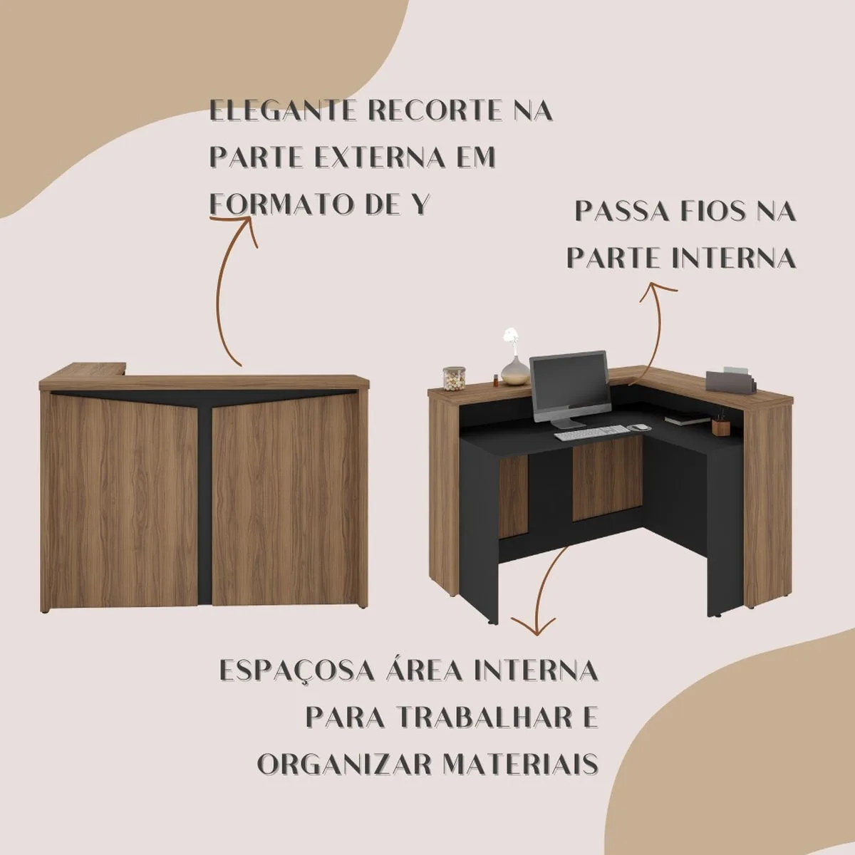 Balcão Atendimento - Y37 - Nogal/Preto