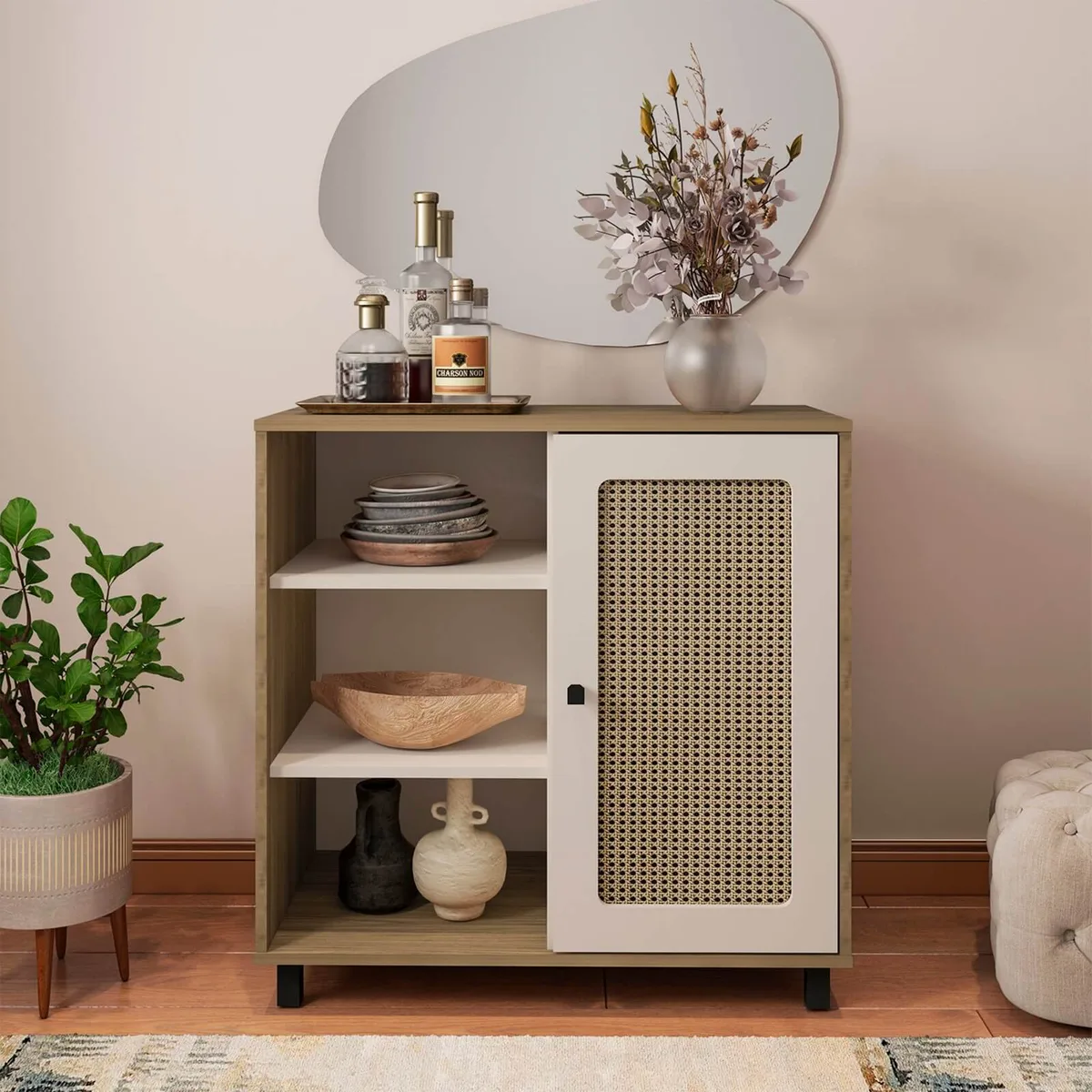 Buffet Charlotte na cor Carvalho C / Off White