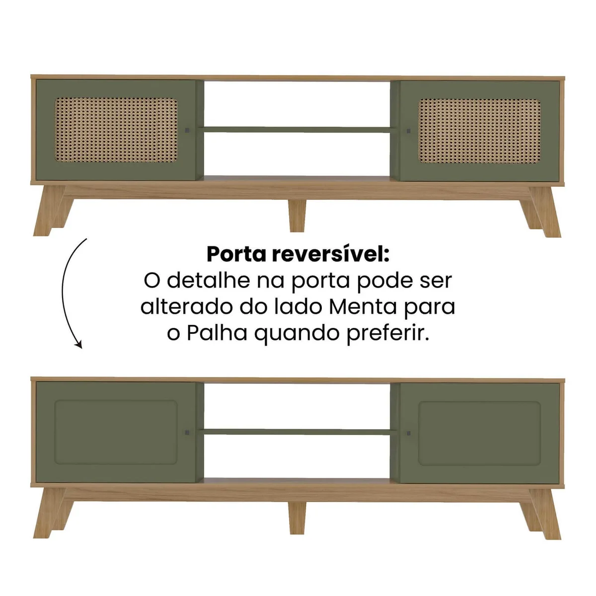Rack Charlotte - Carvalho C / Menta - 7 - Móveis Curitiba | Moveirama
