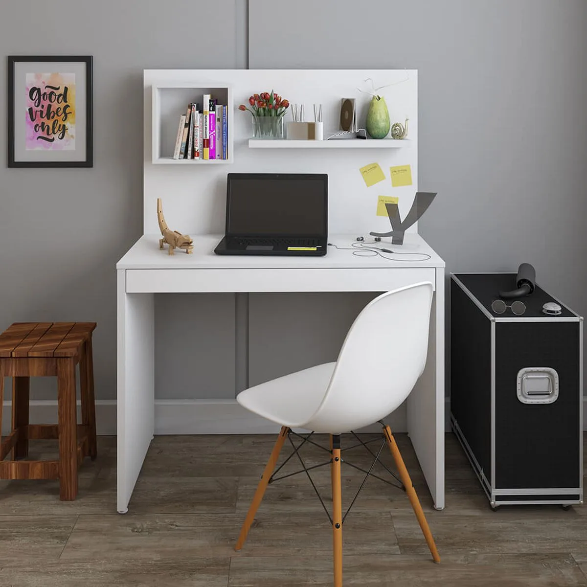 Escrivaninha com Painel First - Branco