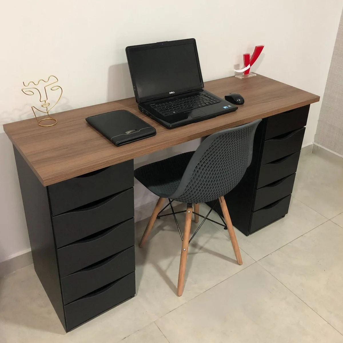 Escrivaninha Due - Nogal/Preto