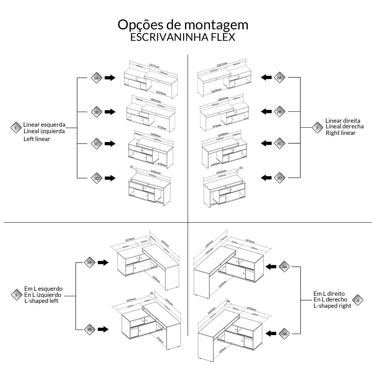 Escrivaninha Flex - Olmo/Branco - 16