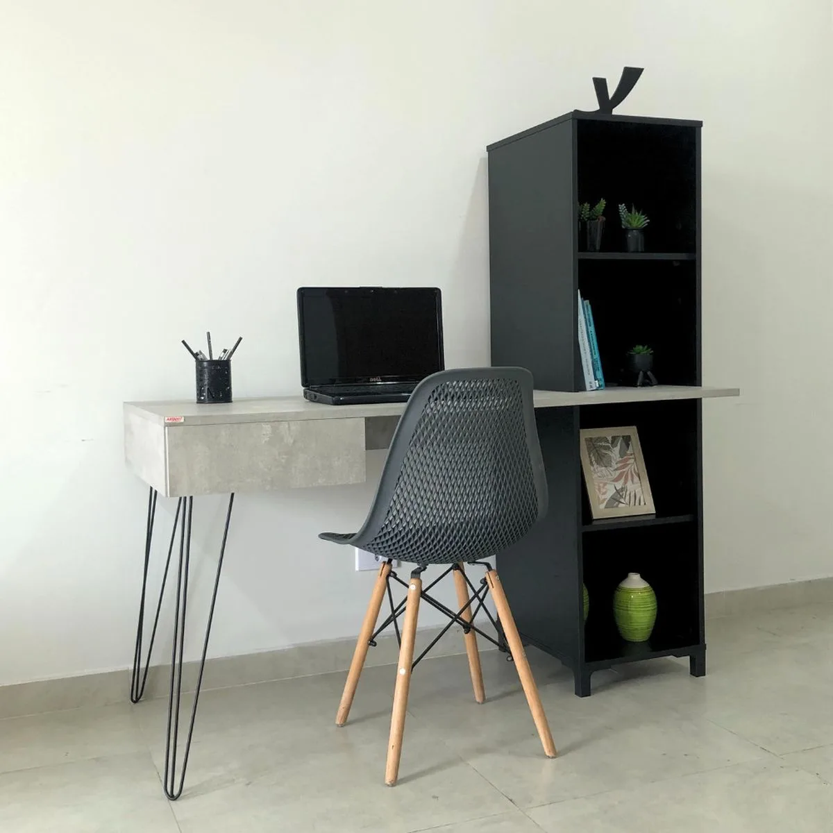 Escrivaninha Fusion - Concreto/Preto