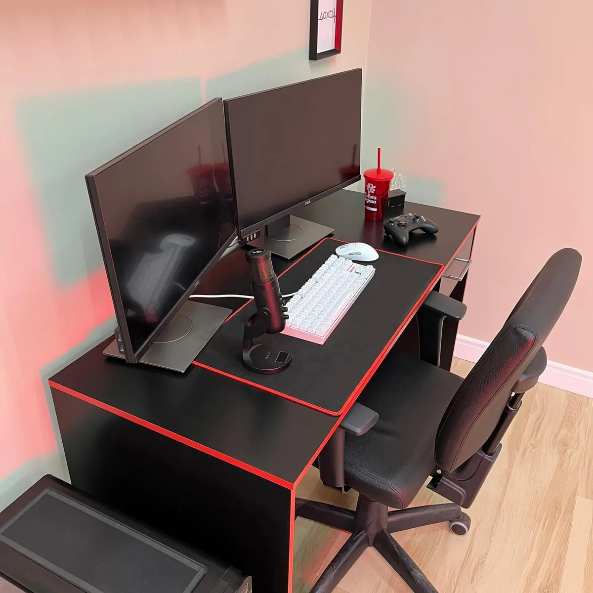 Escrivaninha Gamer - Preto C / Vermelho - 2 - Móveis Curitiba | Moveirama