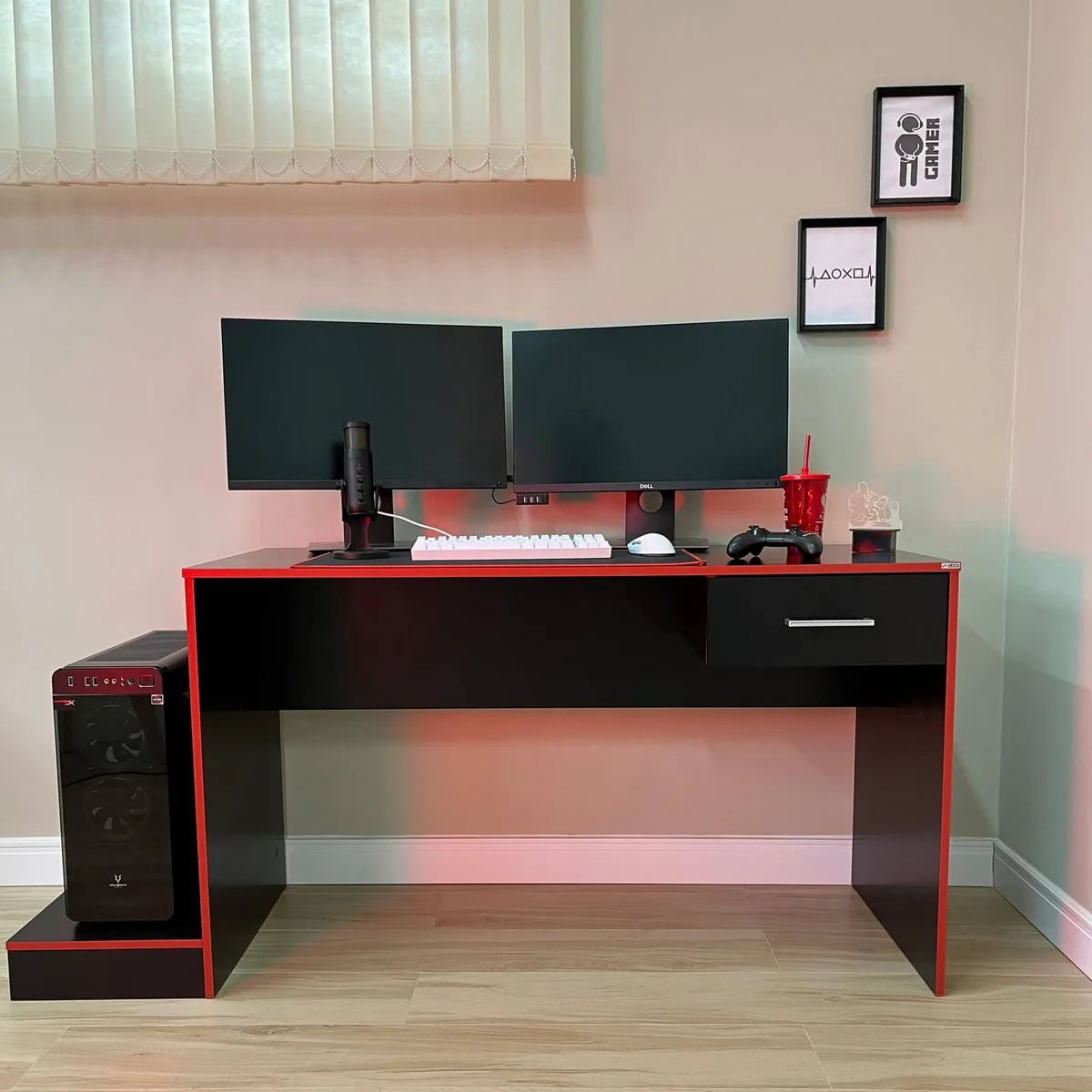 Escrivaninha Gamer - Preto C / Vermelho - 3 - Móveis Curitiba | Moveirama