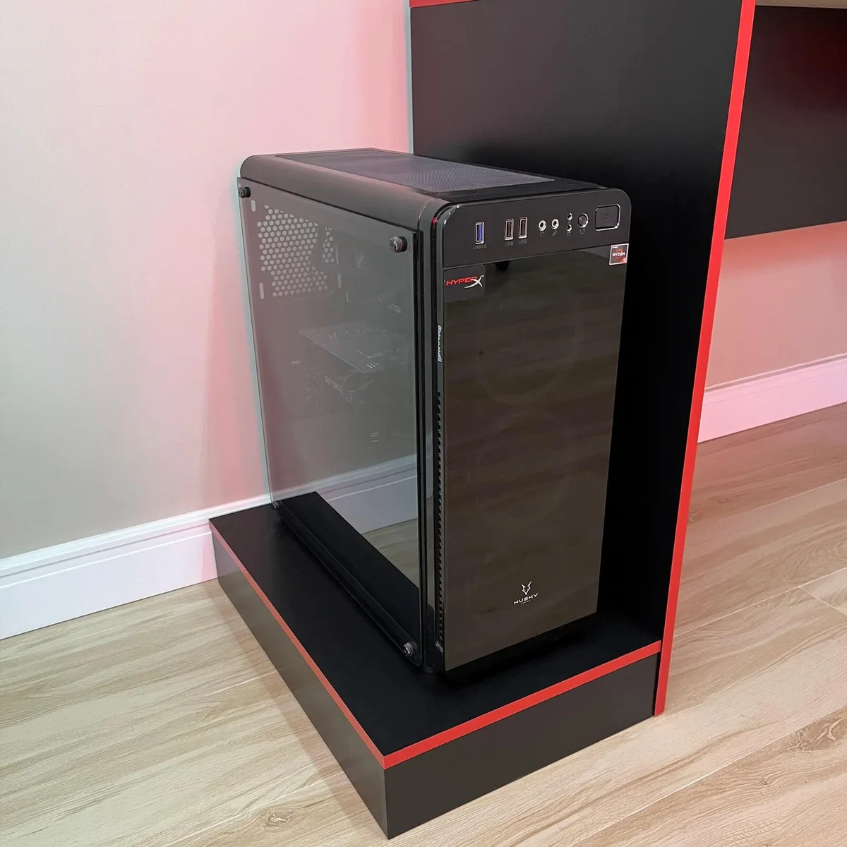 Escrivaninha Gamer - Preto C / Vermelho - 5 - Móveis Curitiba | Moveirama