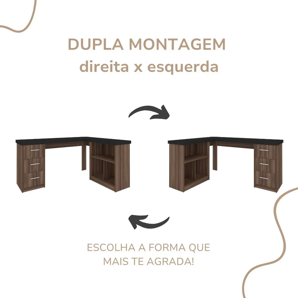 Escrivaninha Mali - Preto/ipê