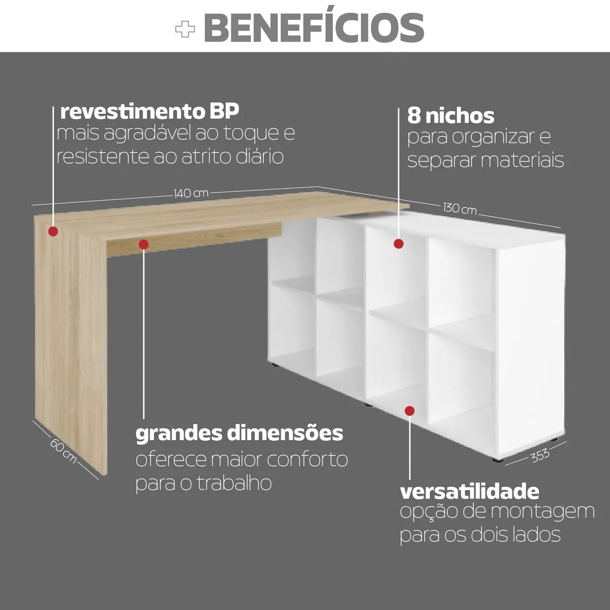 Escrivaninha Nero - Carvalho/Branco