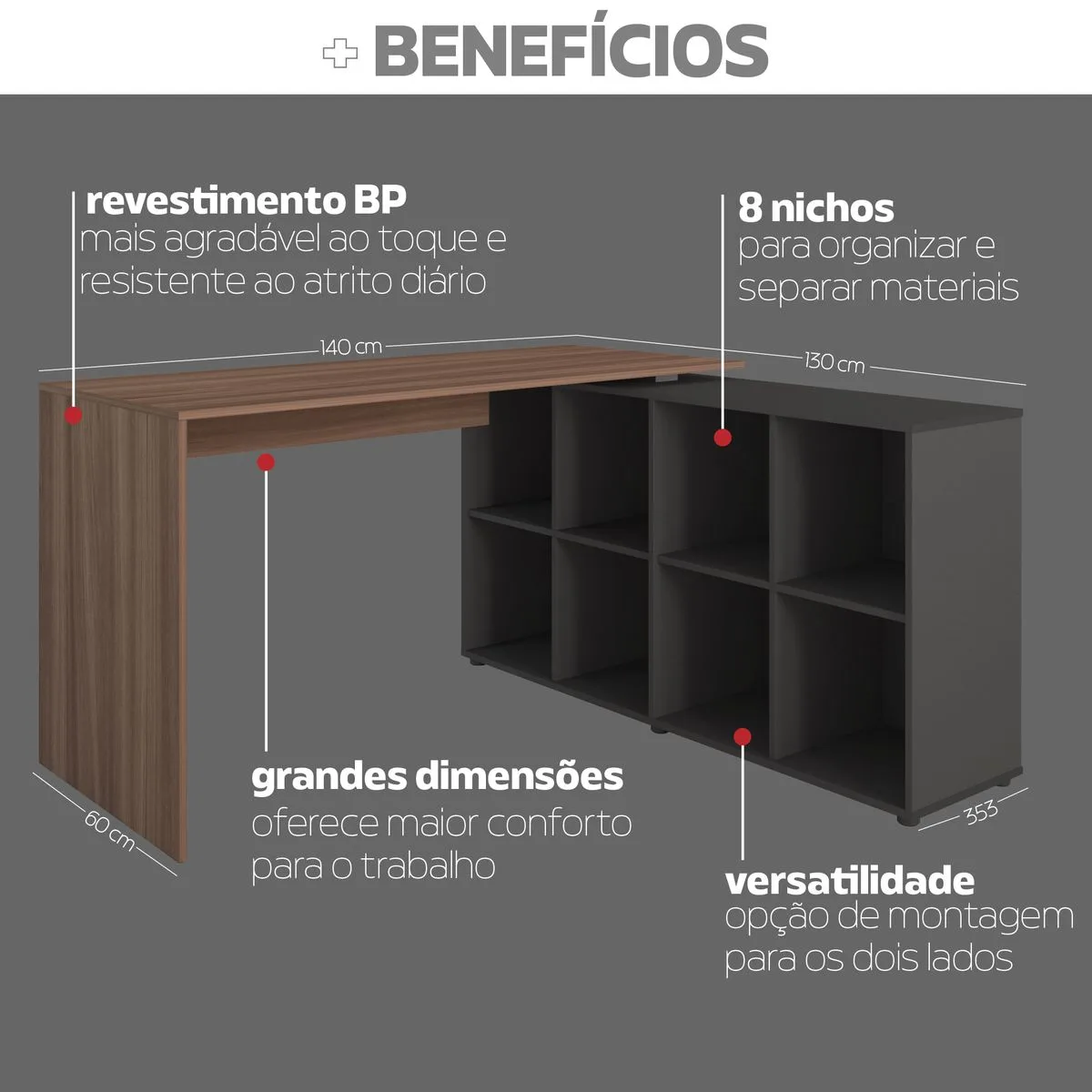 Escrivaninha Nero - Ipê/Preto