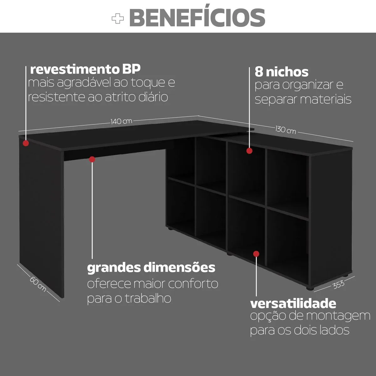 Escrivaninha Nero - Preto