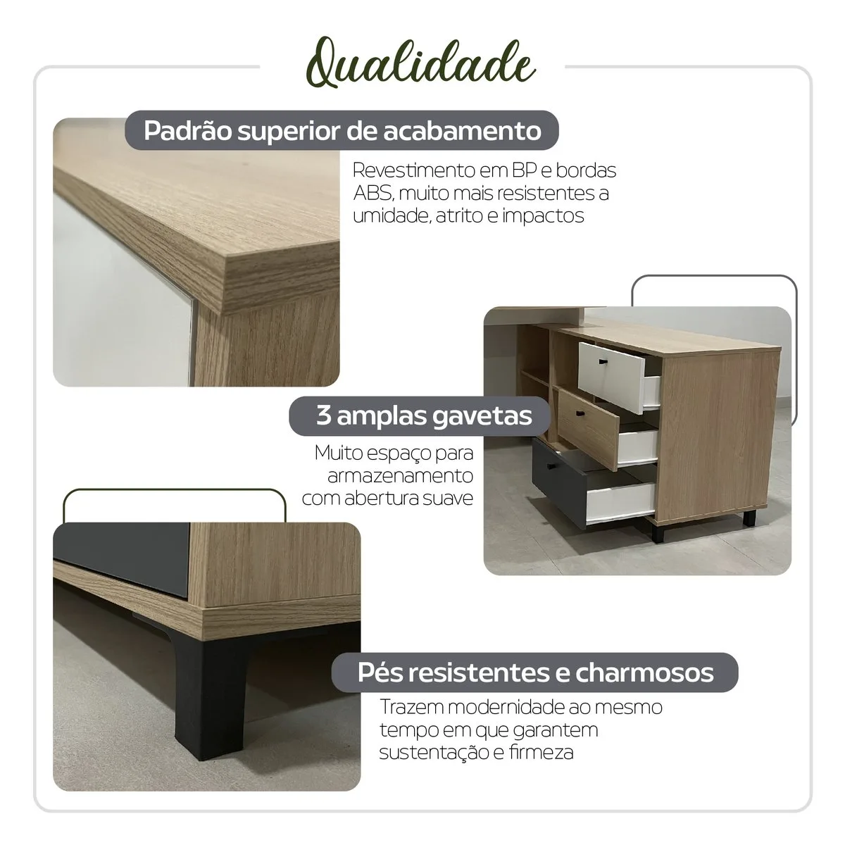 Escrivaninha Next - Carvalho/Branco/Grafito - 11