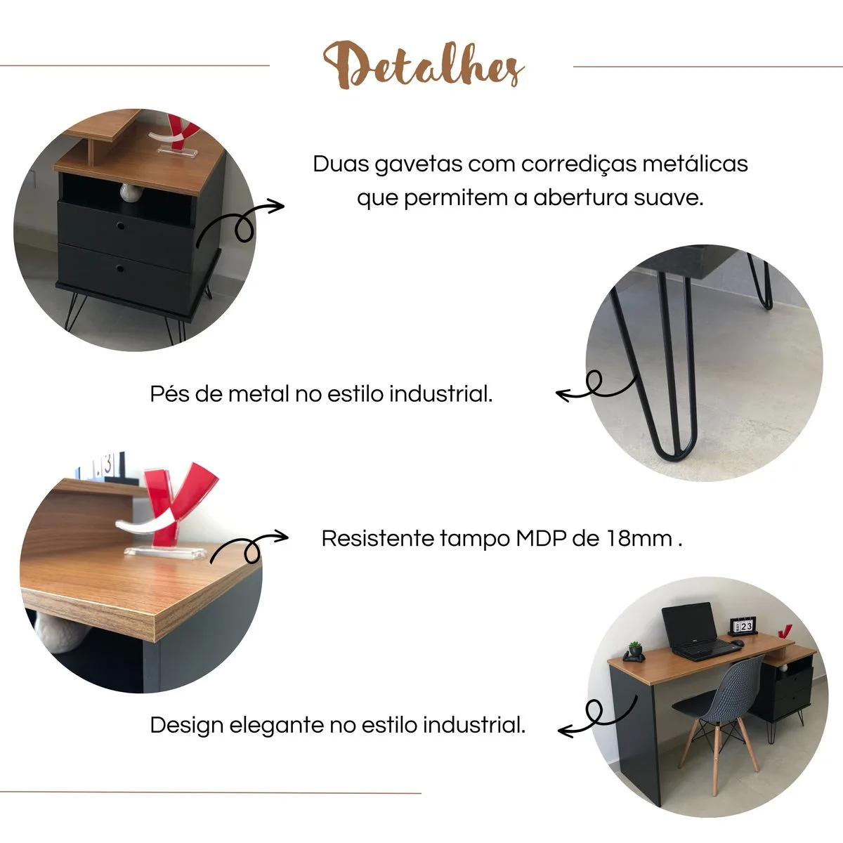 Escrivaninha Plus - Freijó/Preto - 13