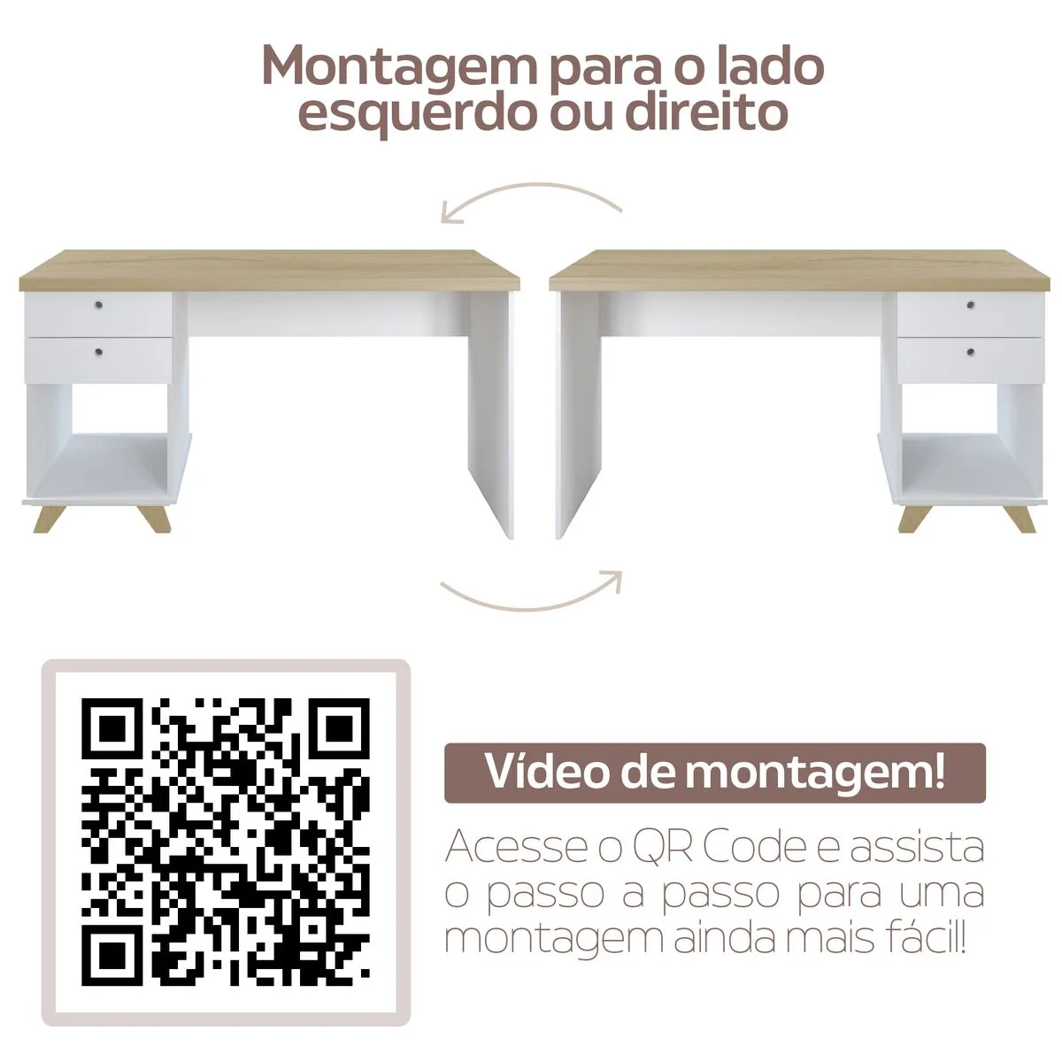 Escrivaninha Sky - Olmo/Branco