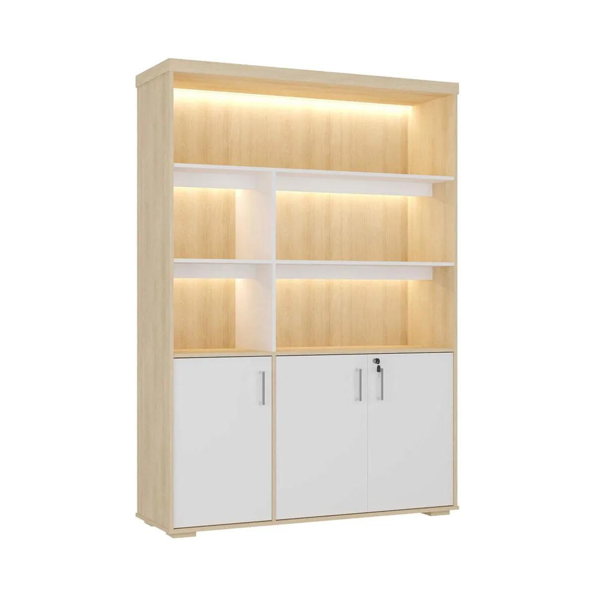 Estante com Led - Carvalho/Branco - Móveis Curitiba | Moveirama