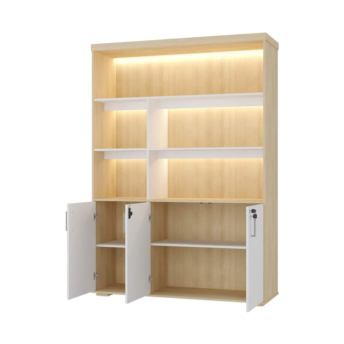 Estante com Led - Carvalho/Branco - Móveis Curitiba | Moveirama