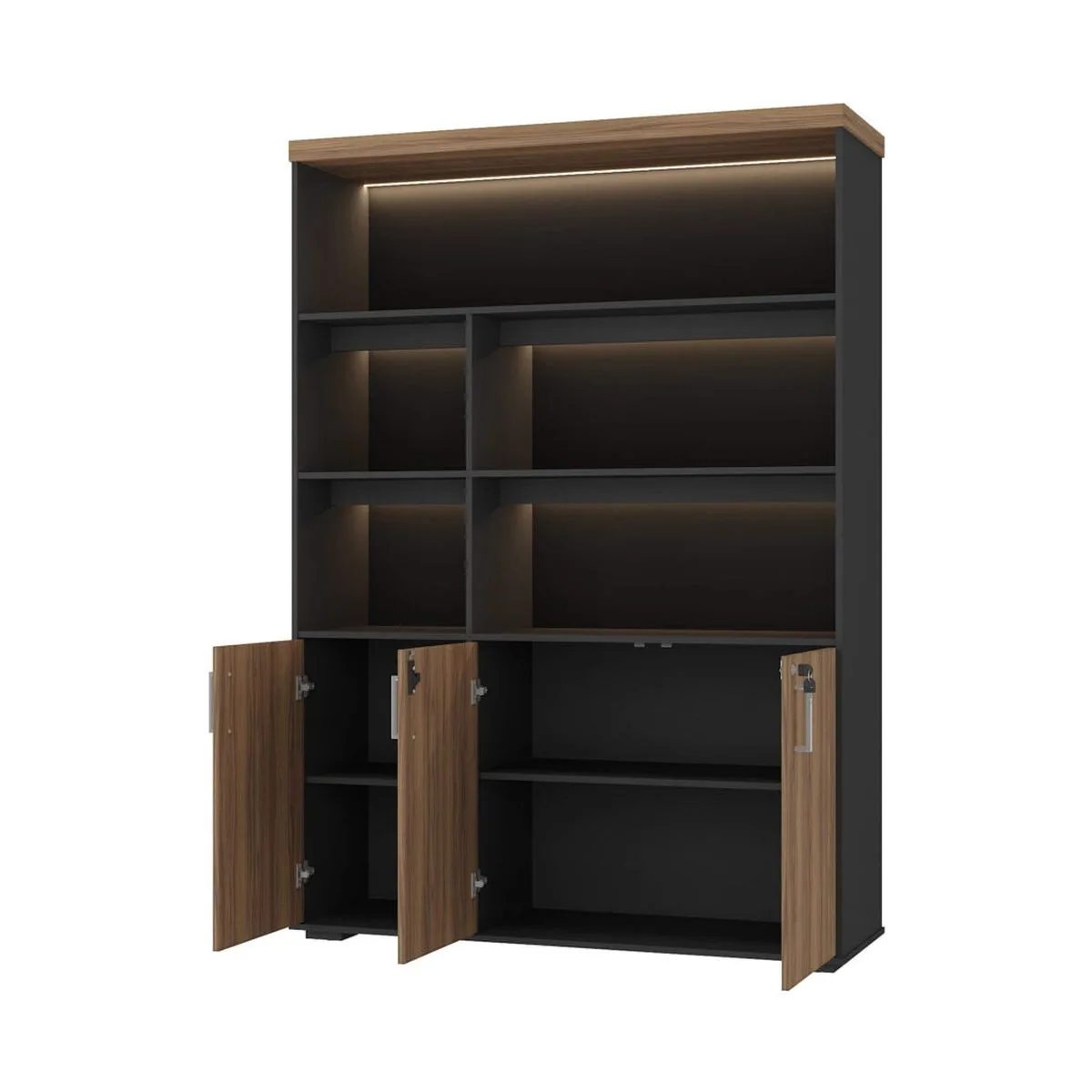 Estante com Led - Nogal/Preto - Móveis Curitiba | Moveirama