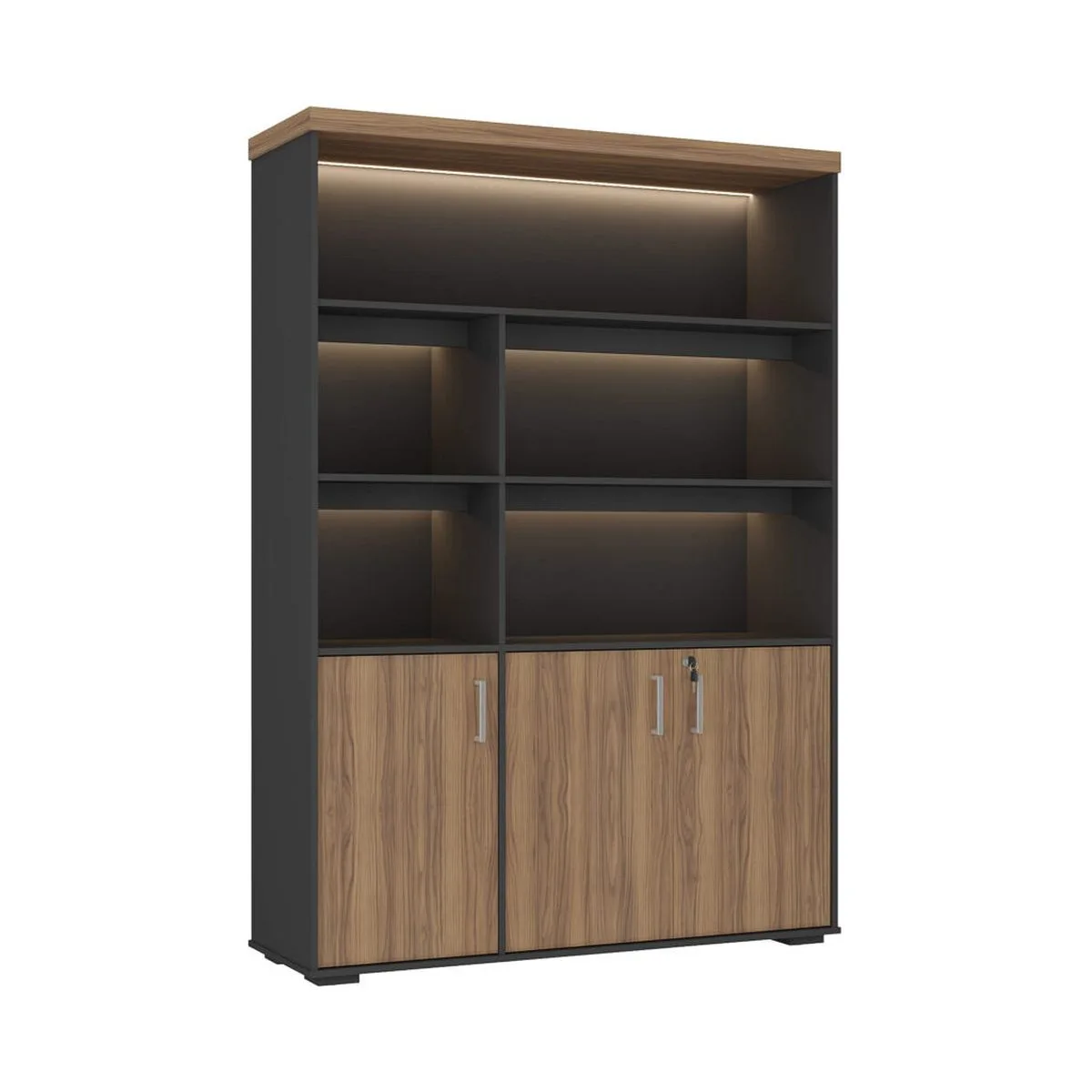 Estante com Led - Nogal/Preto - Móveis Curitiba | Moveirama