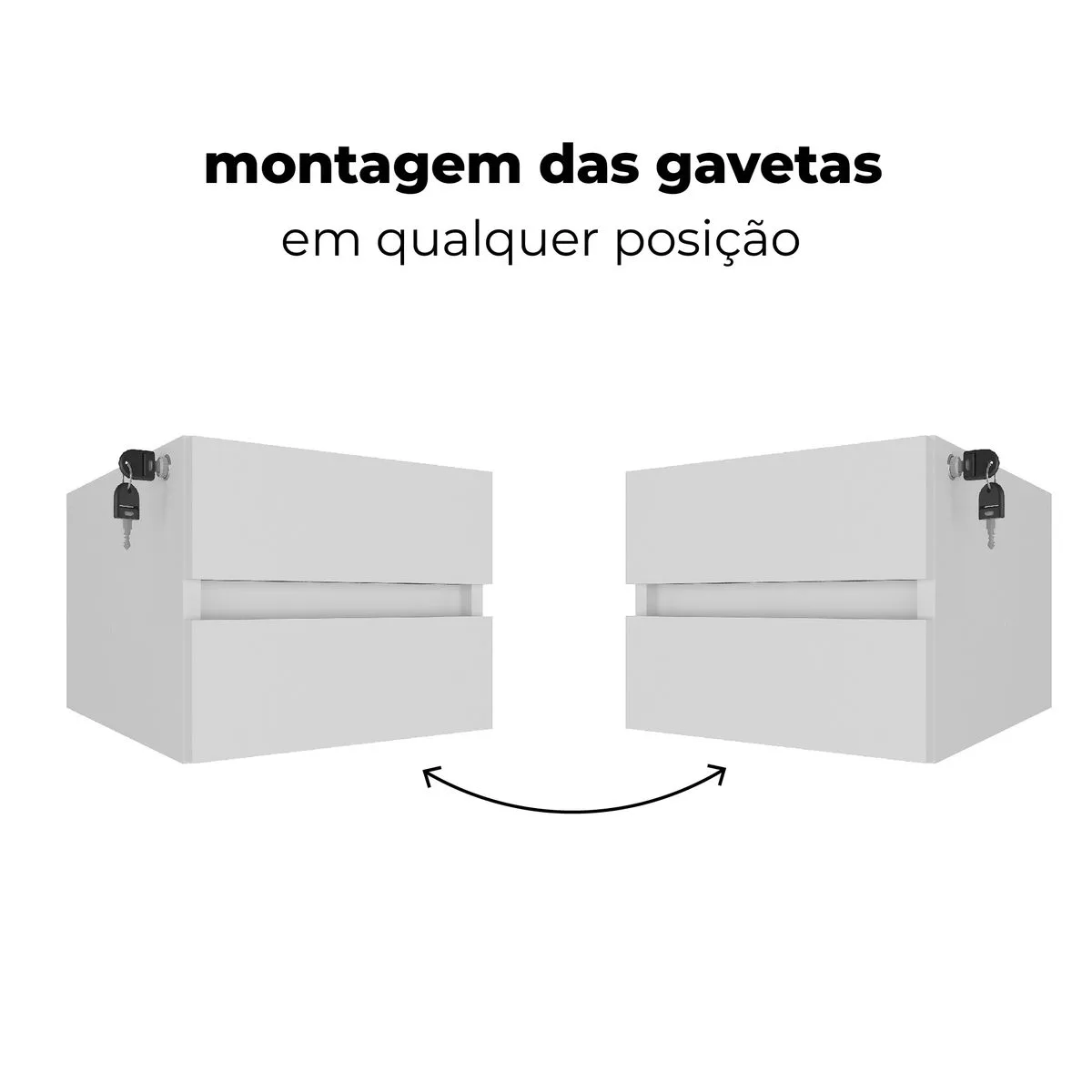 Gaveteiro Suspenso 2 Gavetas - Branco - 7 - Móveis Curitiba | Moveirama