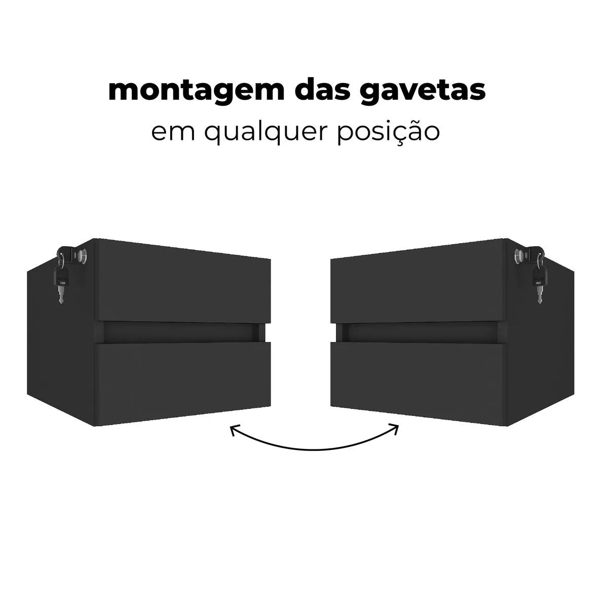 Gaveteiro Suspenso 2 Gavetas - Preto - 10 - Móveis Curitiba | Moveirama
