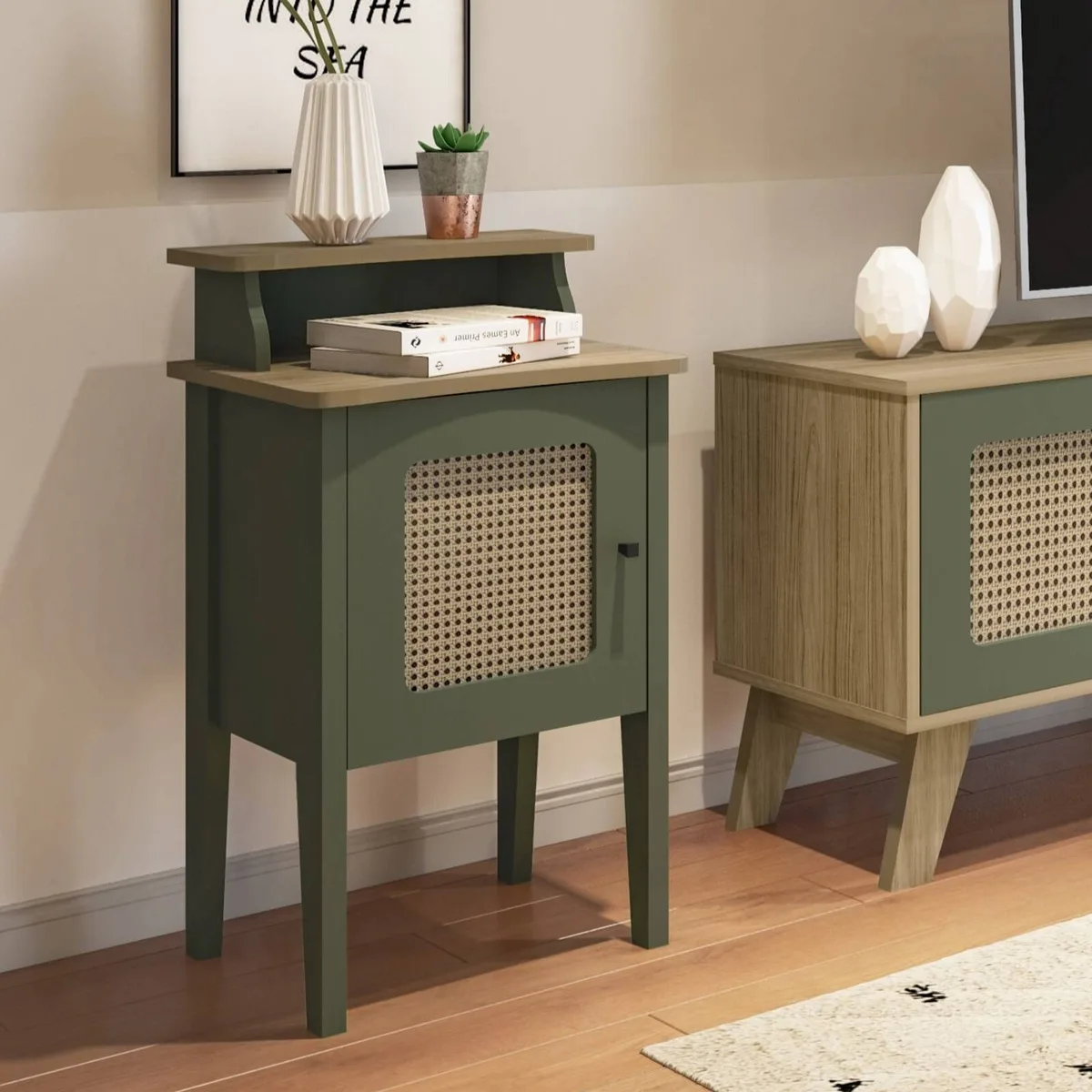 Mesa de Apoio Charlotte na cor Menta C / Carvalho