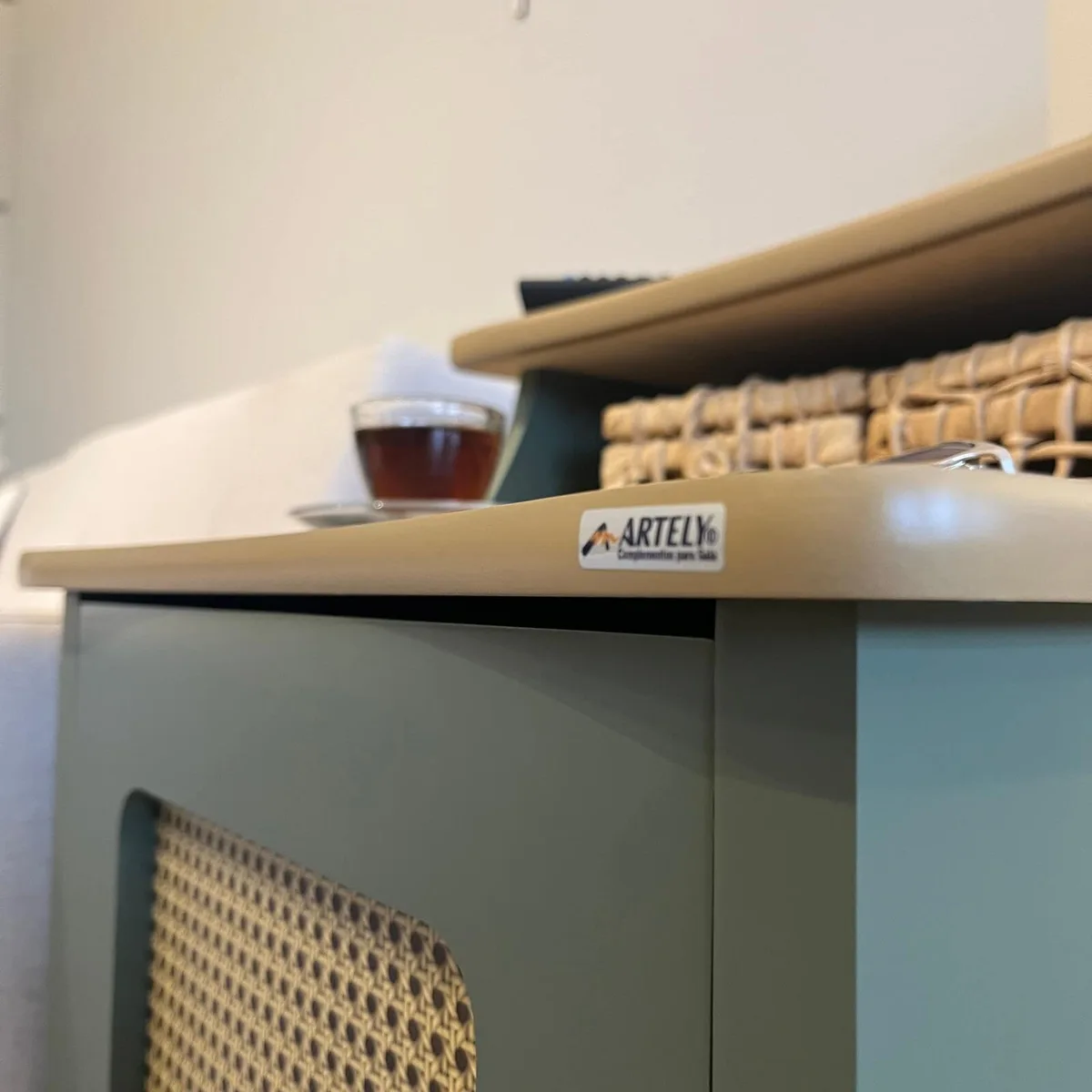 Mesa de Apoio Charlotte - Menta C / Carvalho - 3 - Móveis Curitiba | Moveirama