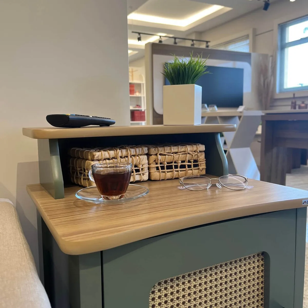 Mesa de Apoio Charlotte - Menta C / Carvalho - 6 - Móveis Curitiba | Moveirama