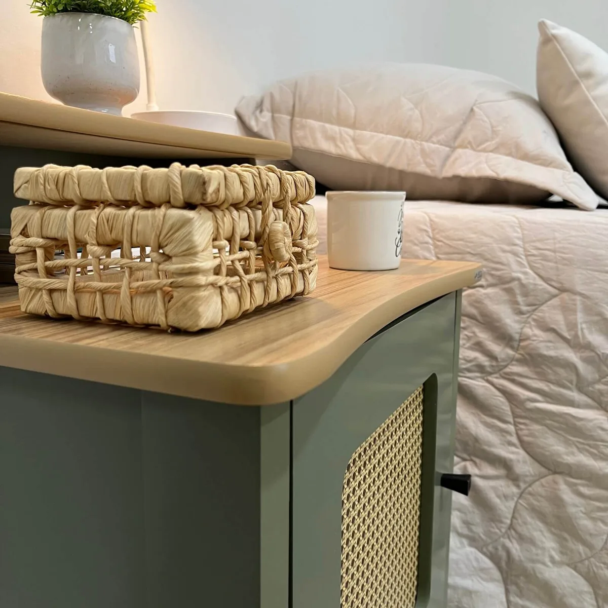 Mesa de Apoio Charlotte - Menta C / Carvalho - 8 - Móveis Curitiba | Moveirama