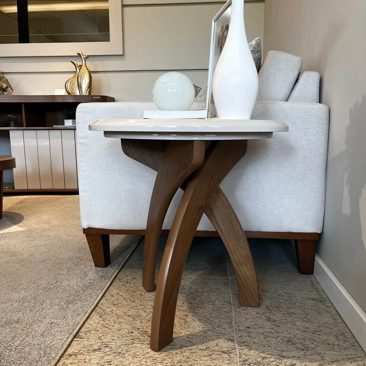 Mesa de Apoio Jade - Cinamomo C / Off White - 5 - Móveis Curitiba | Moveirama