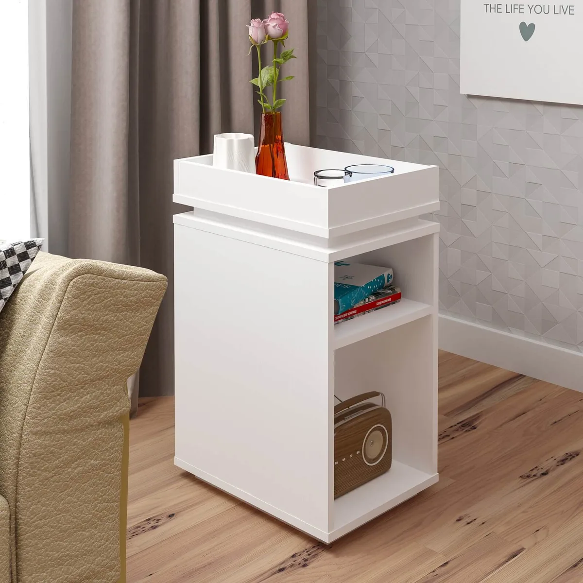 Mesa de Apoio Olivia - Branco - 3 - Móveis Curitiba | Moveirama