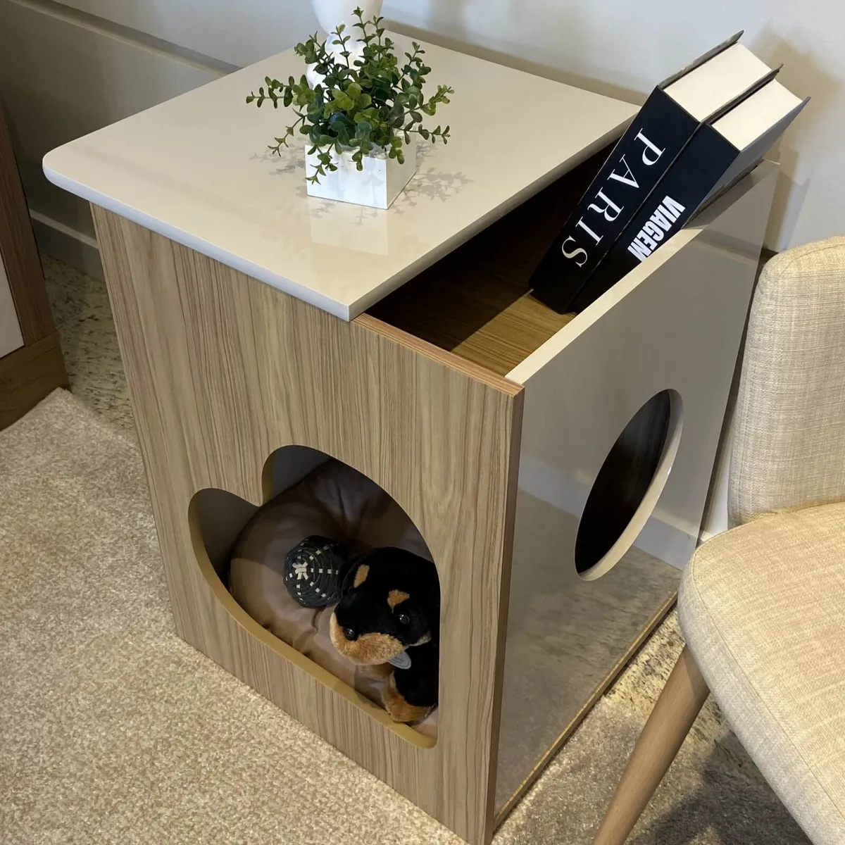 Mesa de Apoio Pet - Carvalho C / Off White - 5 - Móveis Curitiba | Moveirama