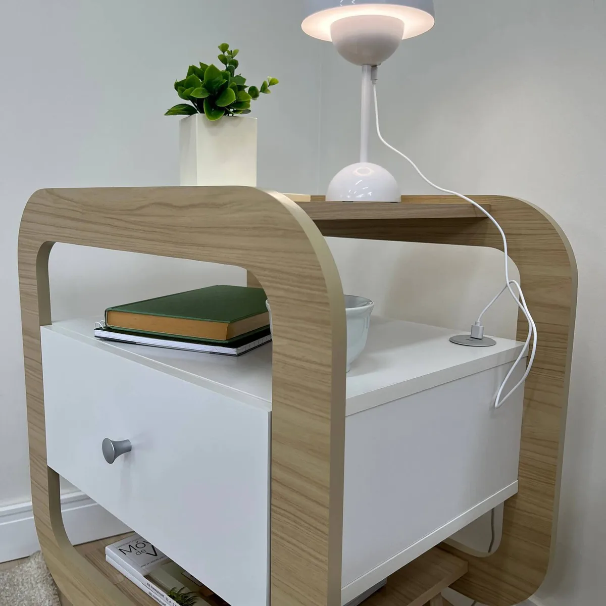 Mesa de Apoio Theo - Naturale C / Branco - 4 - Móveis Curitiba | Moveirama