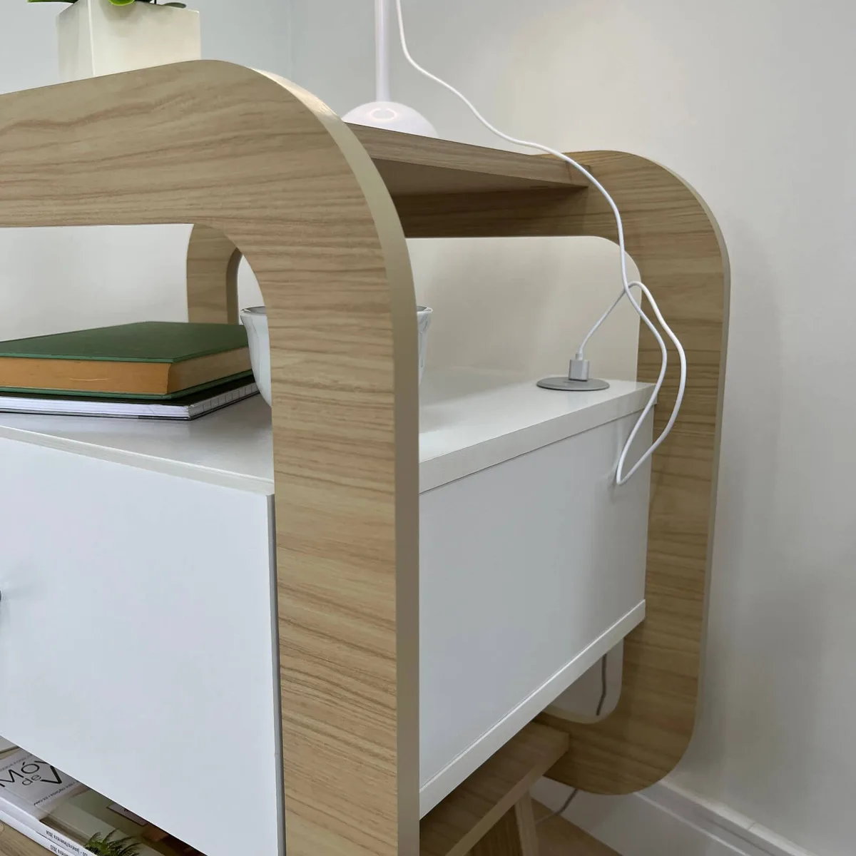 Mesa de Apoio Theo - Naturale C / Branco - 5 - Móveis Curitiba | Moveirama
