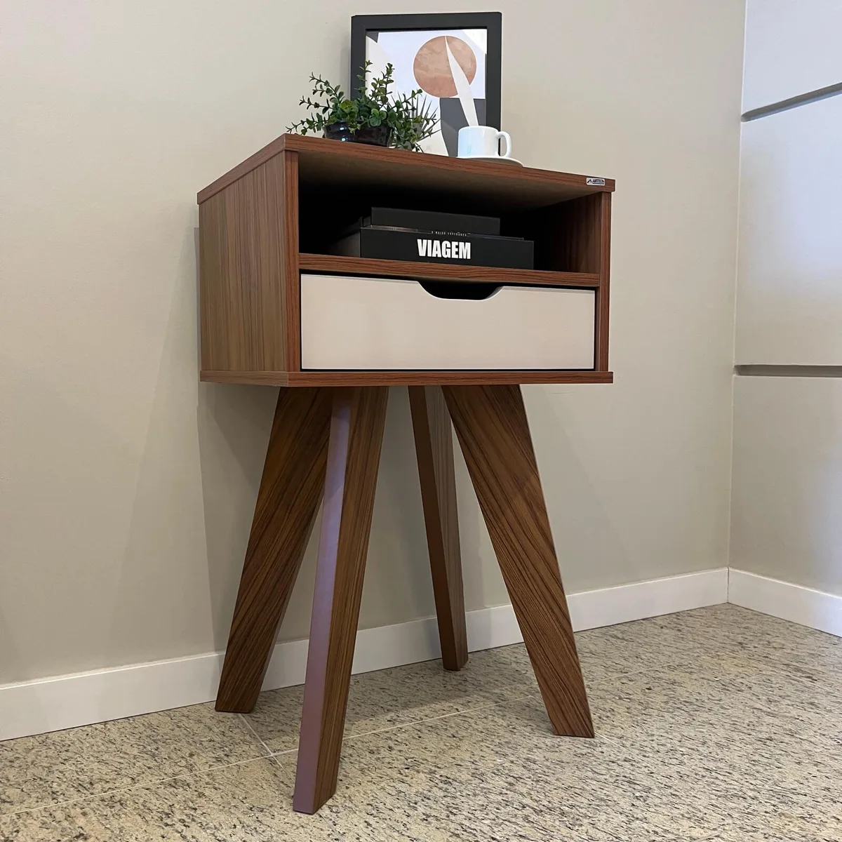 Mesa de Apoio Vip - Cedro C / Off White - 4 - Móveis Curitiba | Moveirama