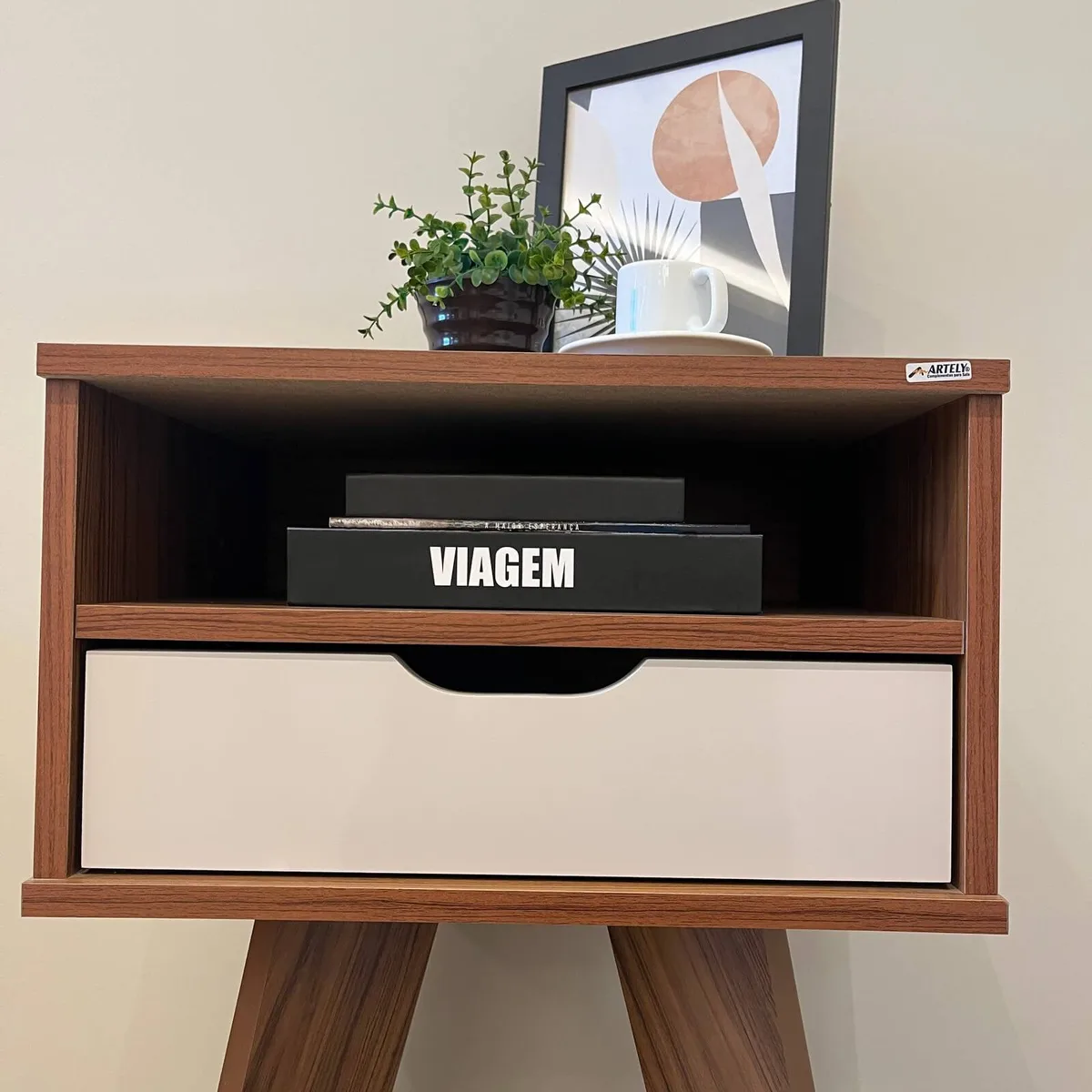 Mesa de Apoio Vip - Cedro C / Off White - 8 - Móveis Curitiba | Moveirama