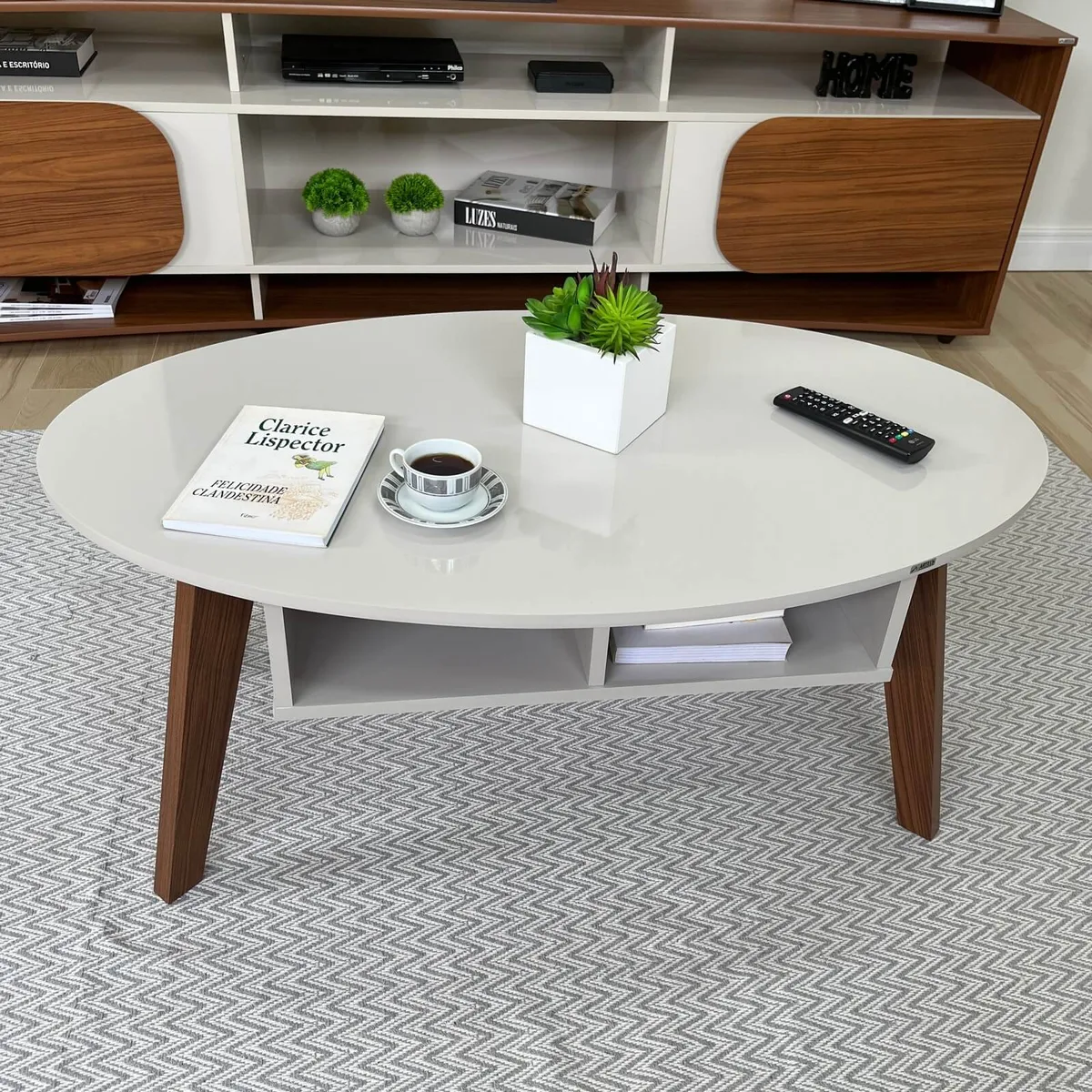 Mesa de Centro Diva - Off White C / Cedro - 6 - Móveis Curitiba | Moveirama