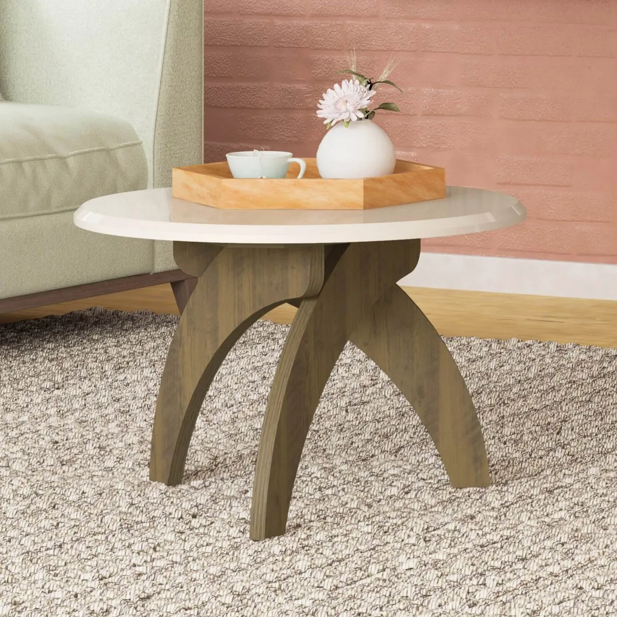 Mesa de Centro Jade - Off White C / Pinho - 3 - Móveis Curitiba | Moveirama