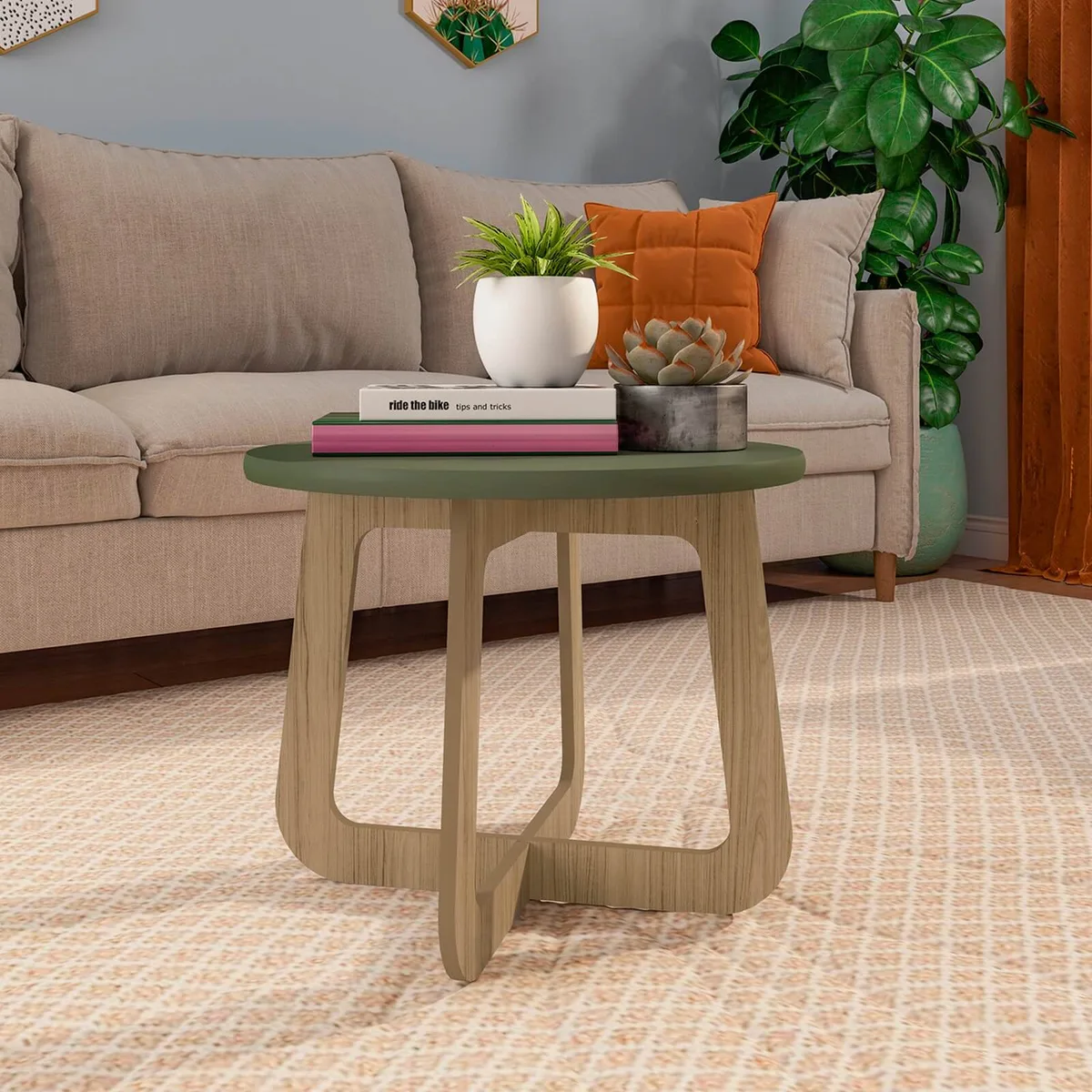 Mesa de Centro Jasmin na cor Menta C / Carvalho