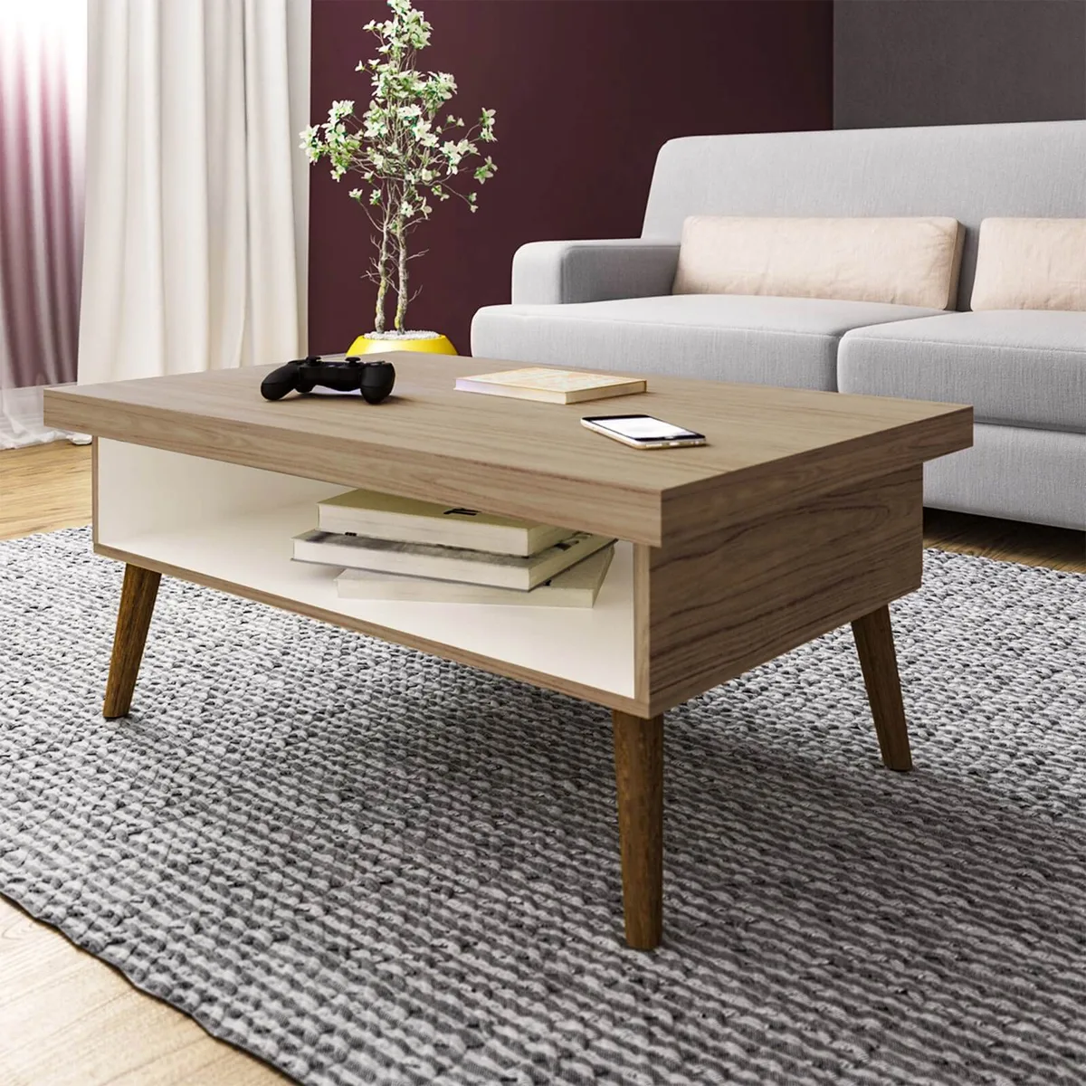 Mesa de Centro Lucca - Carvalho C / Off White
