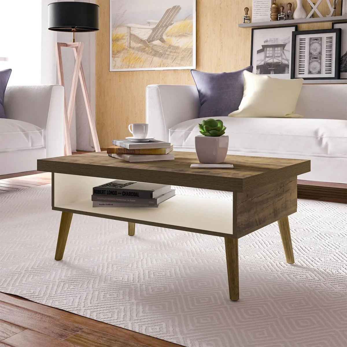 Mesa de Centro Lucca na cor Pinho C / Off White