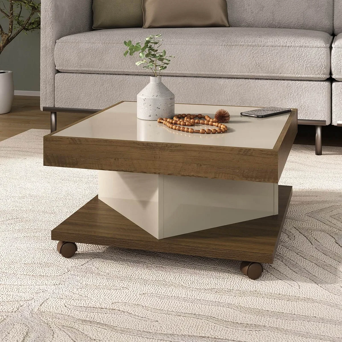 Mesa de Centro Saara na cor Pinho C / Off White