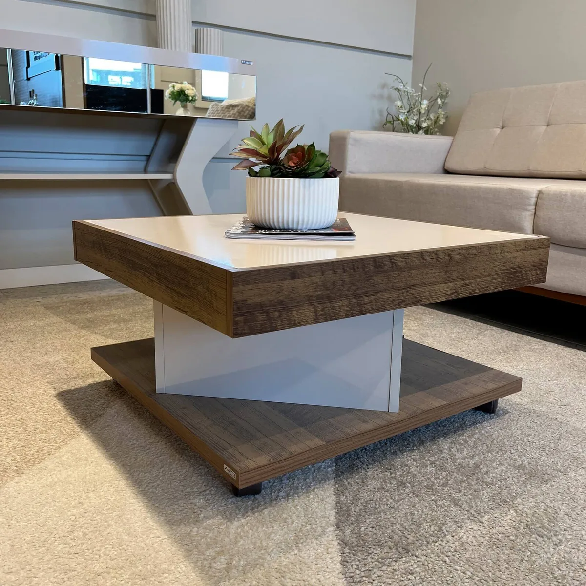Mesa de Centro Saara - Pinho C / Off White - 6 - Móveis Curitiba | Moveirama