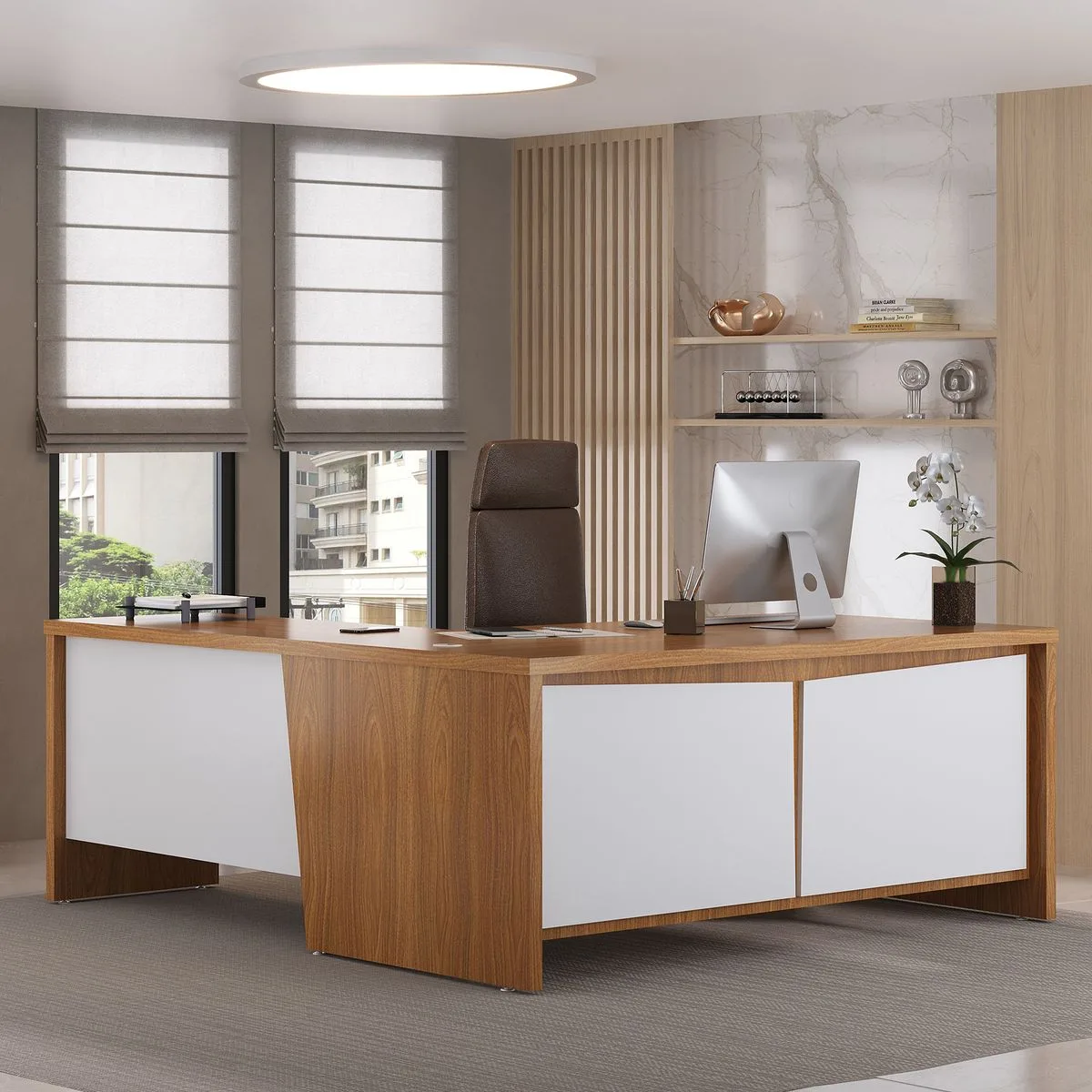 Mesa Chefia - Y37 - Freijó/Branco