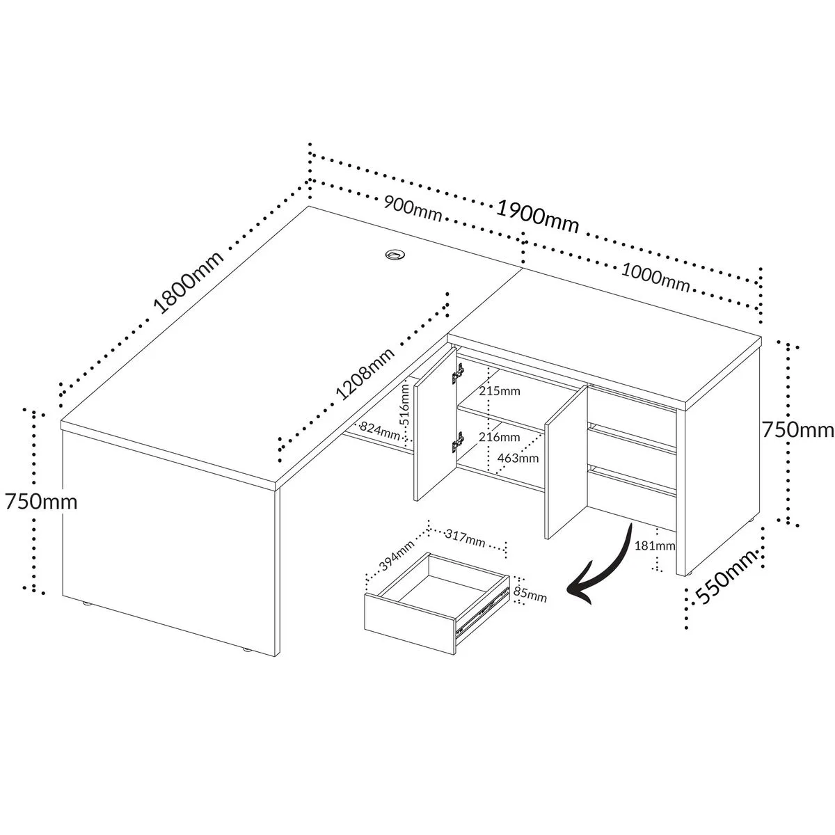 Mesa Chefia - Y37 - Nogal/Preto