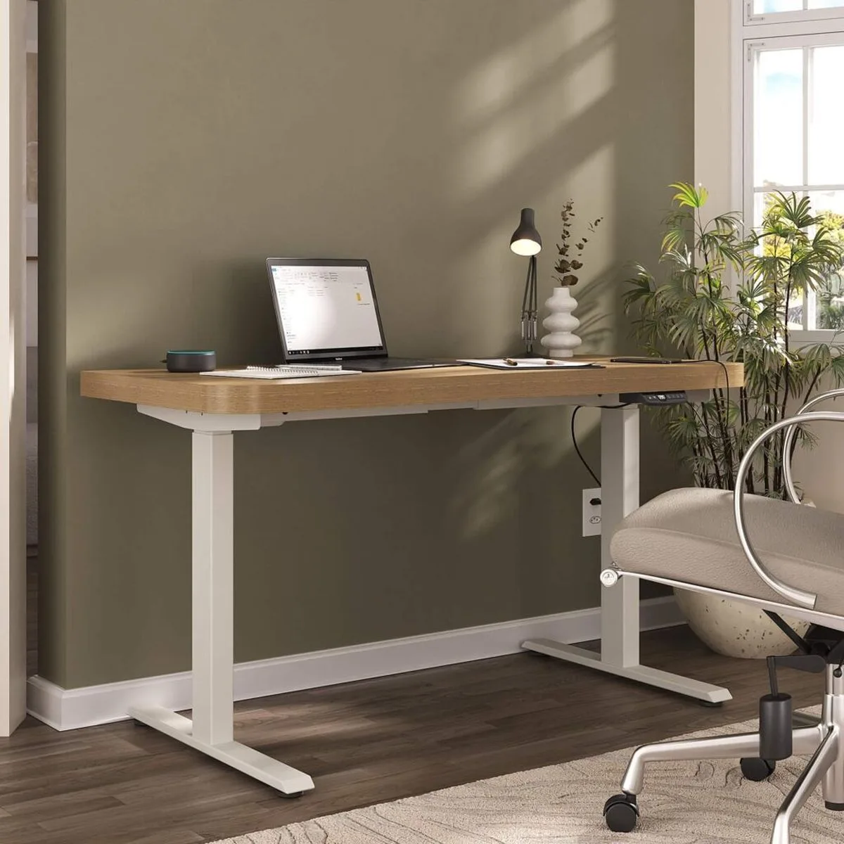 Mesa com Regulagem de Altura Premium na cor Olmo