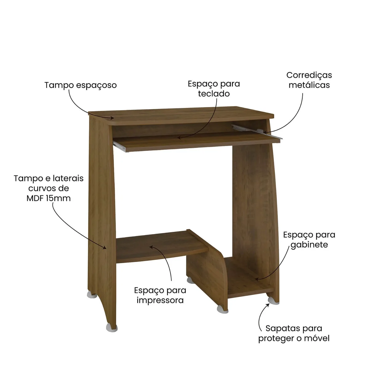 Mesa para Computador Pixel - Pinho - 4 - Móveis Curitiba | Moveirama