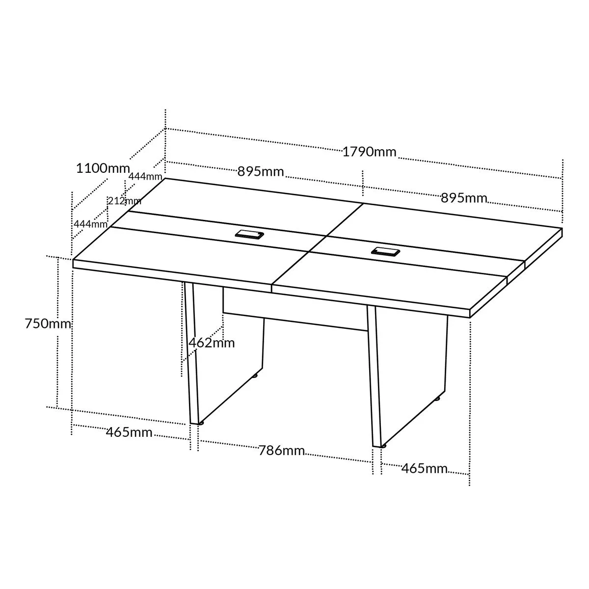 Mesa de Reunião Modular Y37 - Freijó/Branco
