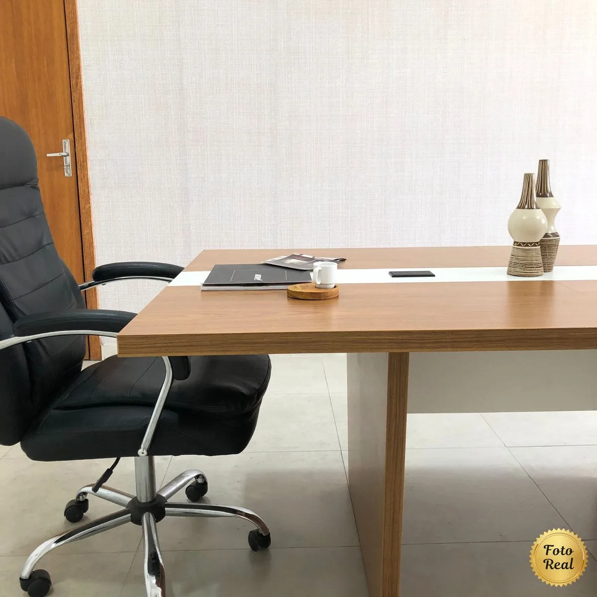 Mesa de Reunião Modular Y37 - Freijó/Branco