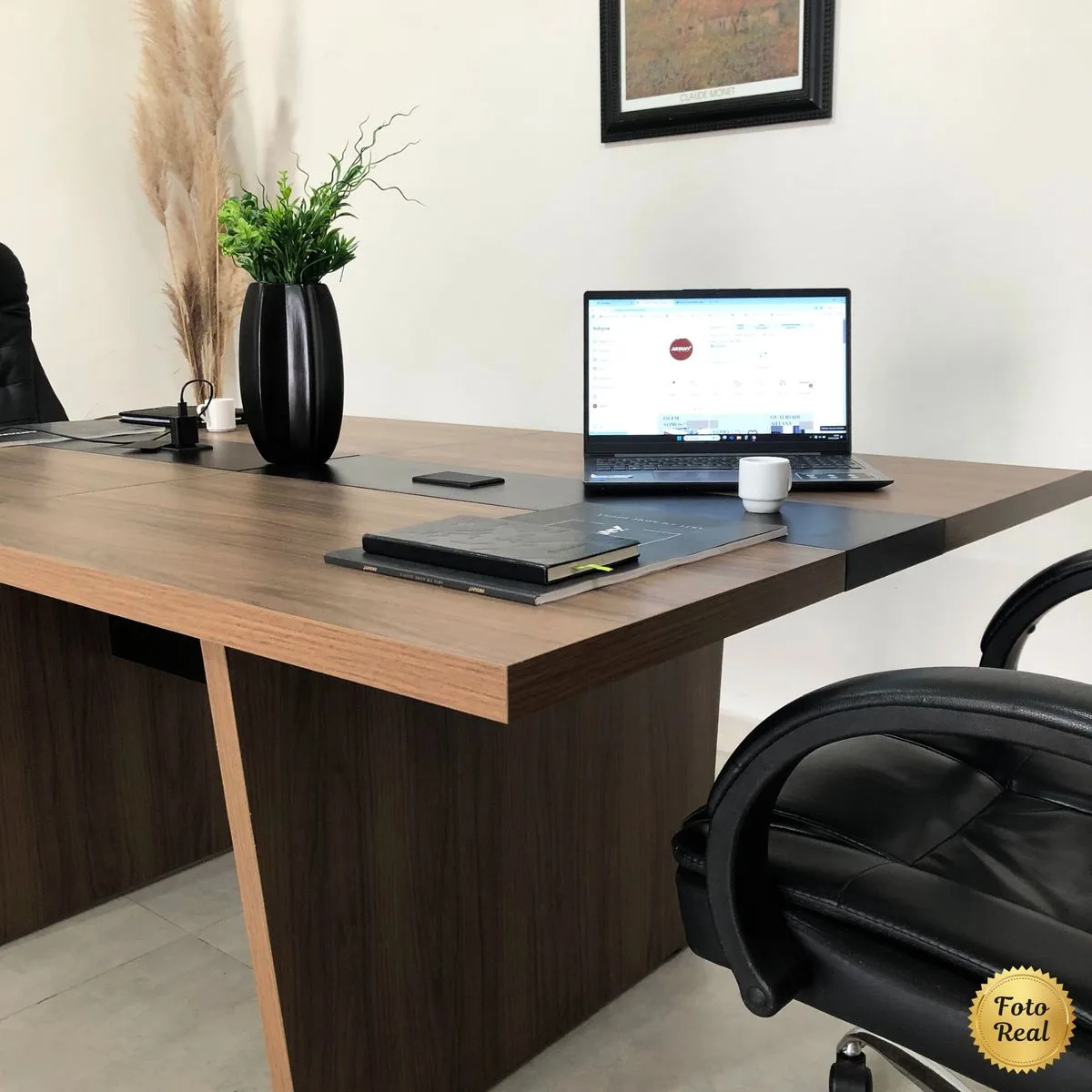 Mesa de Reunião Modular Y37 - Nogal/Preto